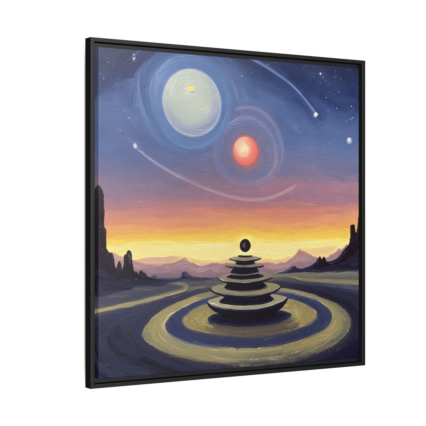GG#3 - "Orbital Koan" | Zen Landscape, Framed Canvas Art Print, Cosmic Wall Decor, Space-Themed Home Gallery, Celestial Decor for Living Room, Unique Gift Idea