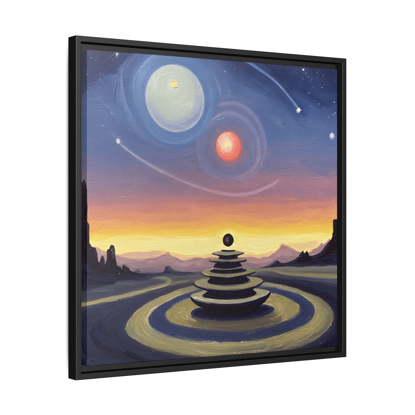 GG#3 - "Orbital Koan" | Zen Landscape, Framed Canvas Art Print, Cosmic Wall Decor, Space-Themed Home Gallery, Celestial Decor for Living Room, Unique Gift Idea