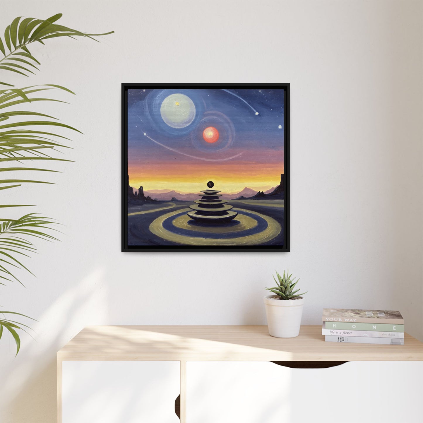 GG#3 - "Orbital Koan" | Zen Landscape, Framed Canvas Art Print, Cosmic Wall Decor, Space-Themed Home Gallery, Celestial Decor for Living Room, Unique Gift Idea