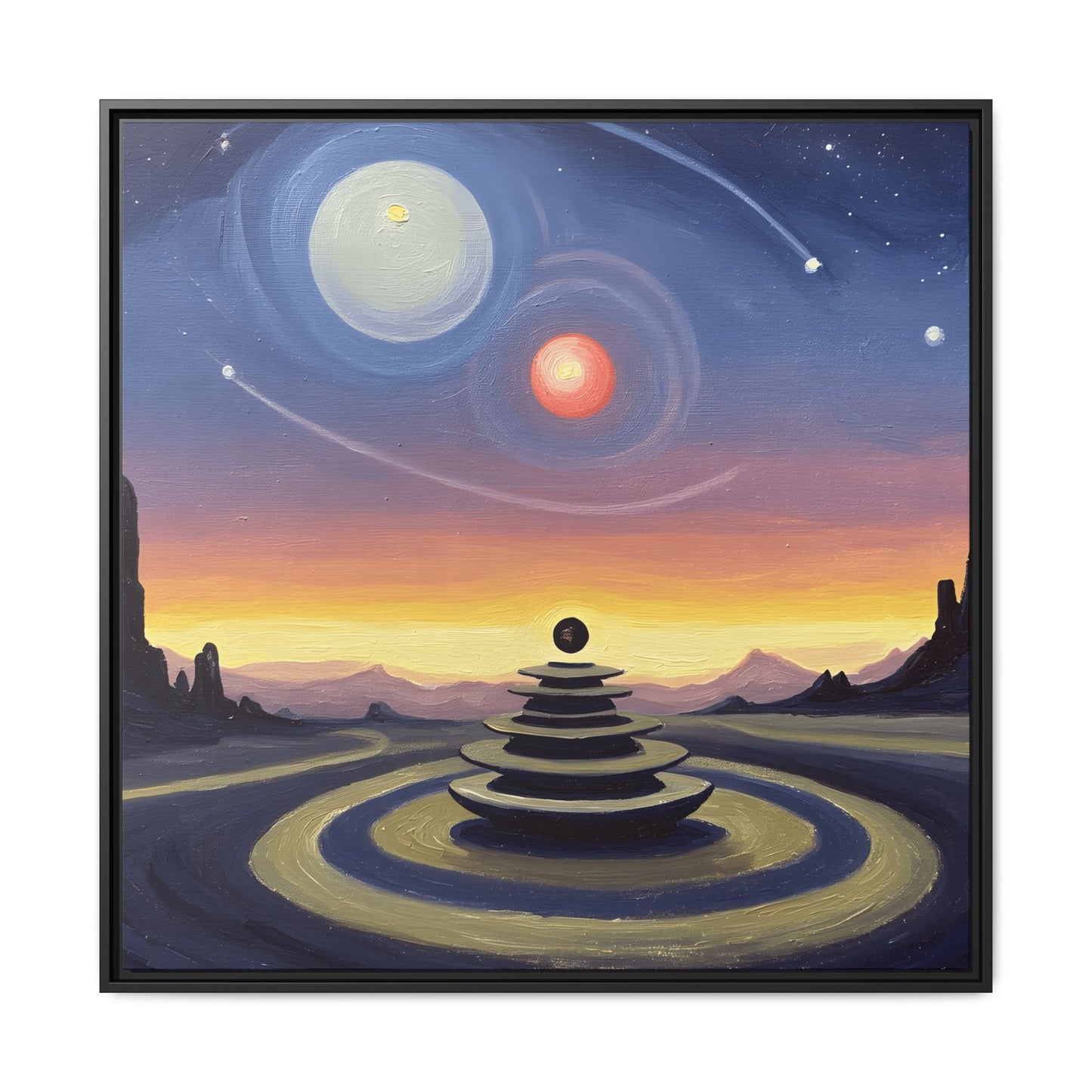 GG#3 - "Orbital Koan" | Zen Landscape, Framed Canvas Art Print, Cosmic Wall Decor, Space-Themed Home Gallery, Celestial Decor for Living Room, Unique Gift Idea