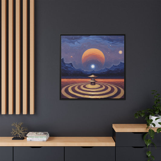 GG#4 - "Celestial Resonance" | Zen-Inspired Framed Canvas Art, Meditation Decor, Cosmic Wall Art, Spiritual Home Decor, Gift for Mindfulness Lovers