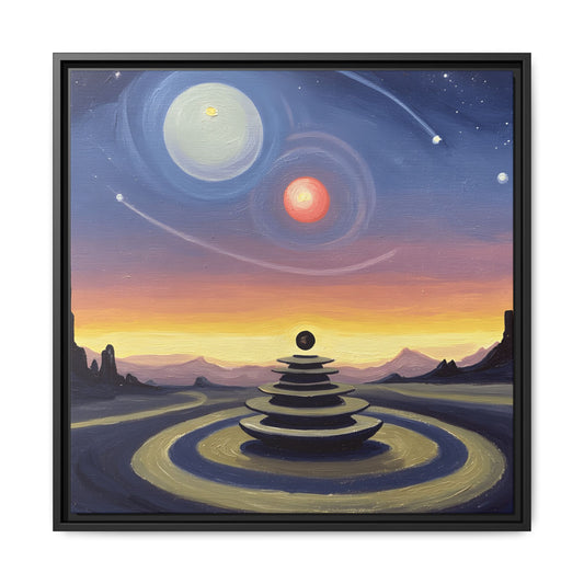 GG#3 - "Orbital Koan" | Zen Landscape, Framed Canvas Art Print, Cosmic Wall Decor, Space-Themed Home Gallery, Celestial Decor for Living Room, Unique Gift Idea