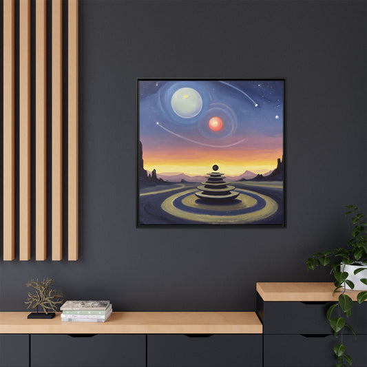 GG#3 - "Orbital Koan" | Zen Landscape, Framed Canvas Art Print, Cosmic Wall Decor, Space-Themed Home Gallery, Celestial Decor for Living Room, Unique Gift Idea